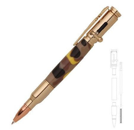 30 Caliber Bolt Action Gold Bullet Cartridge Pen
