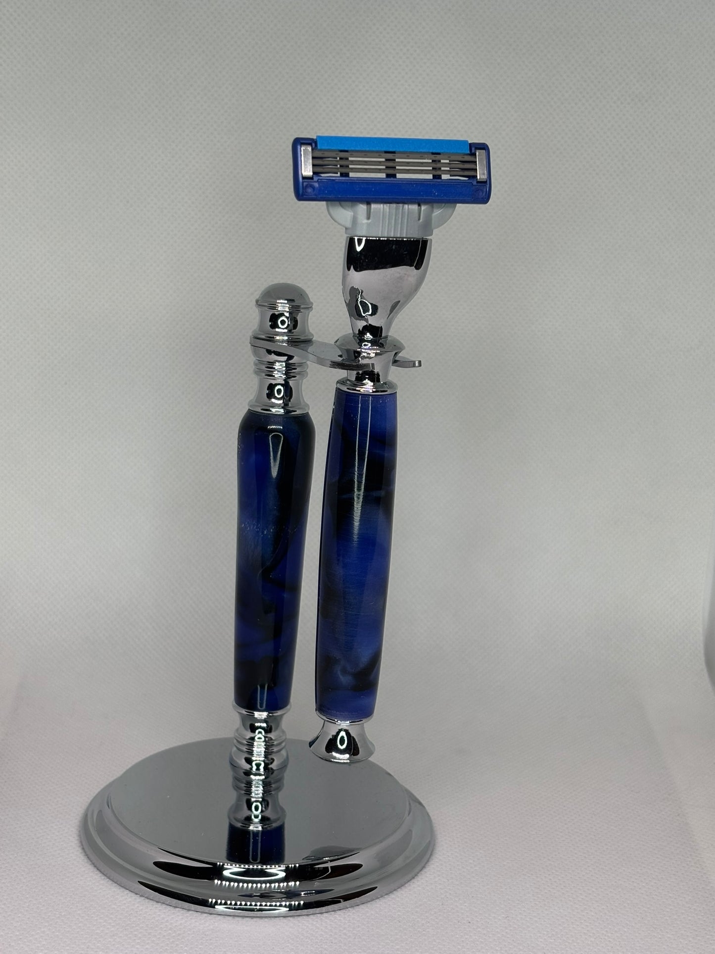 Hand-carved Razor and Stand